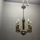 Lustre Lampart en laiton et cristal, années 1970