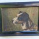 Ancient oil on canvas portrait of a Fox Terrier dog signed – Painting an