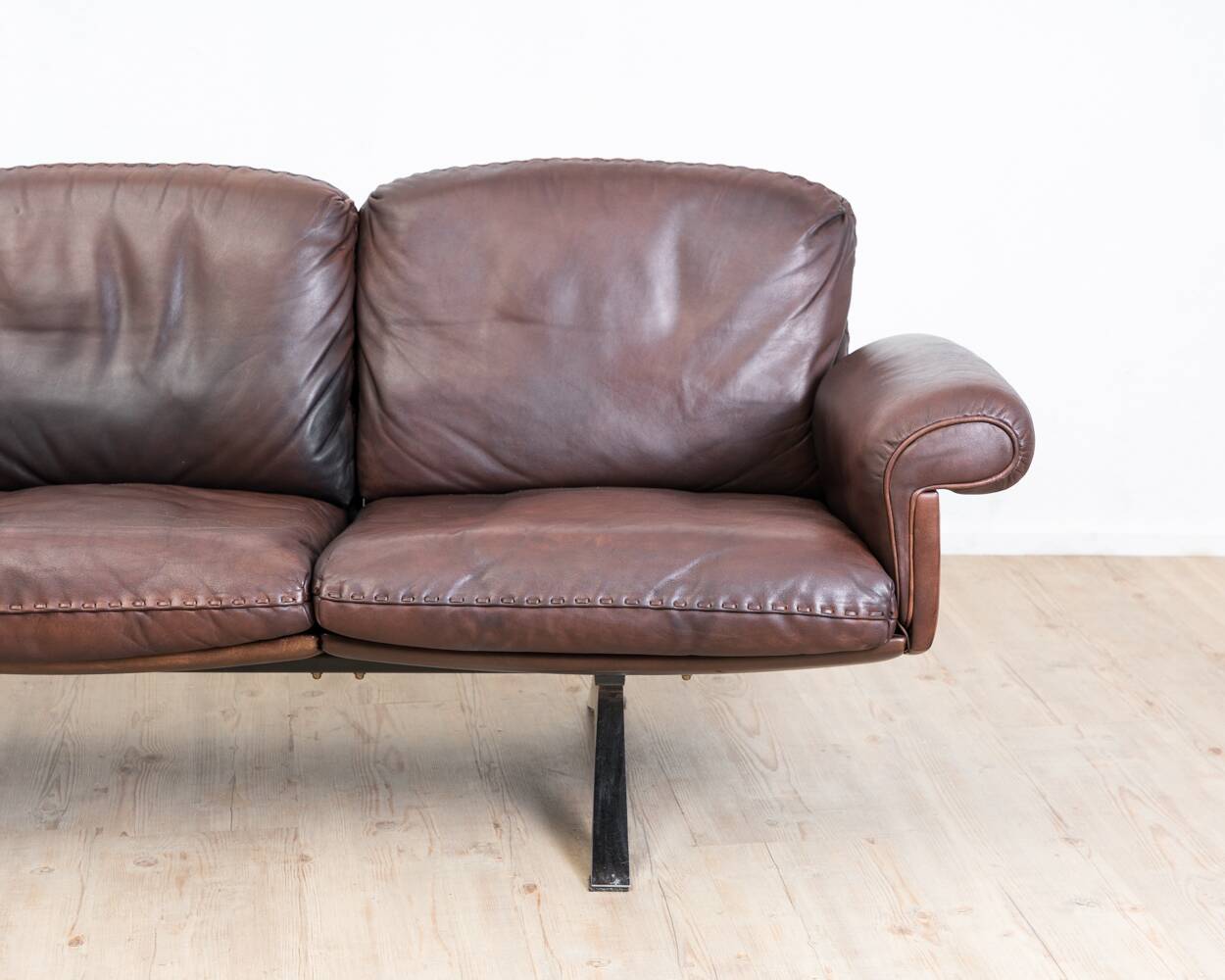 Brown leather 3-seater sofa by Sede, model DS 31, vintage 1960s.