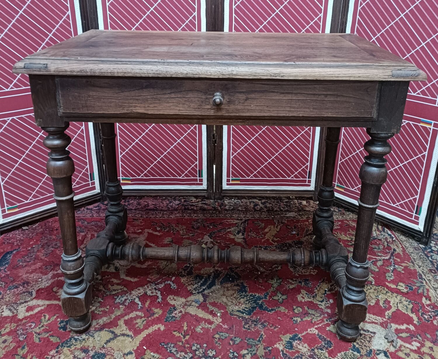 Side table or wooden desk classic style turned legs