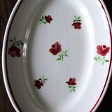 Ravier Plate Art Deco red flowers Mireille Badonviller