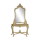 Console + grand miroir de style Louis XV en bois laqué et doré