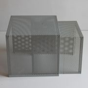 Grey perforated metal nesting side tables, 1990s set of two.