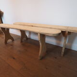 A pair of farm benches