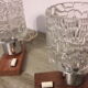 Paire de lampes de chevet verre et bois