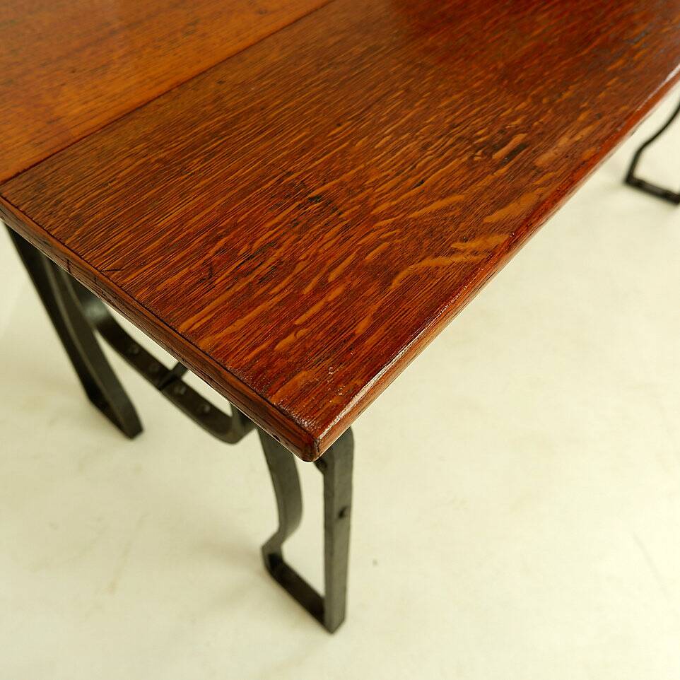 Industrial Bistro Table in Wood and Wrought Iron -