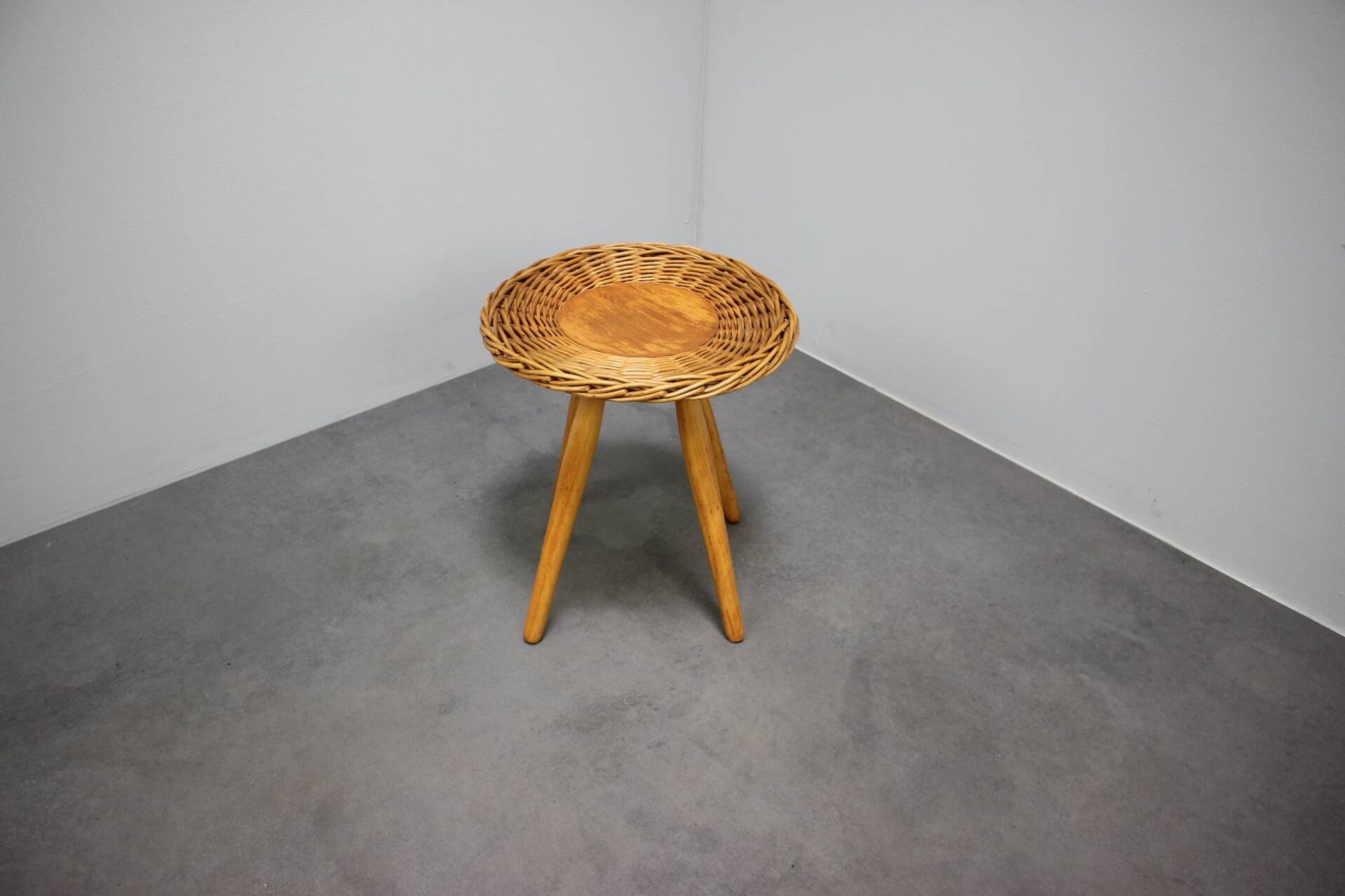 Jan Kalous Rattan Stool for ÚLUV, Czechoslovakia, 1960s