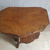 Table basse en bois massif d’orme double plateaux