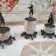 Trio of salters and mustard makers made of Bavarian crystal and bronze