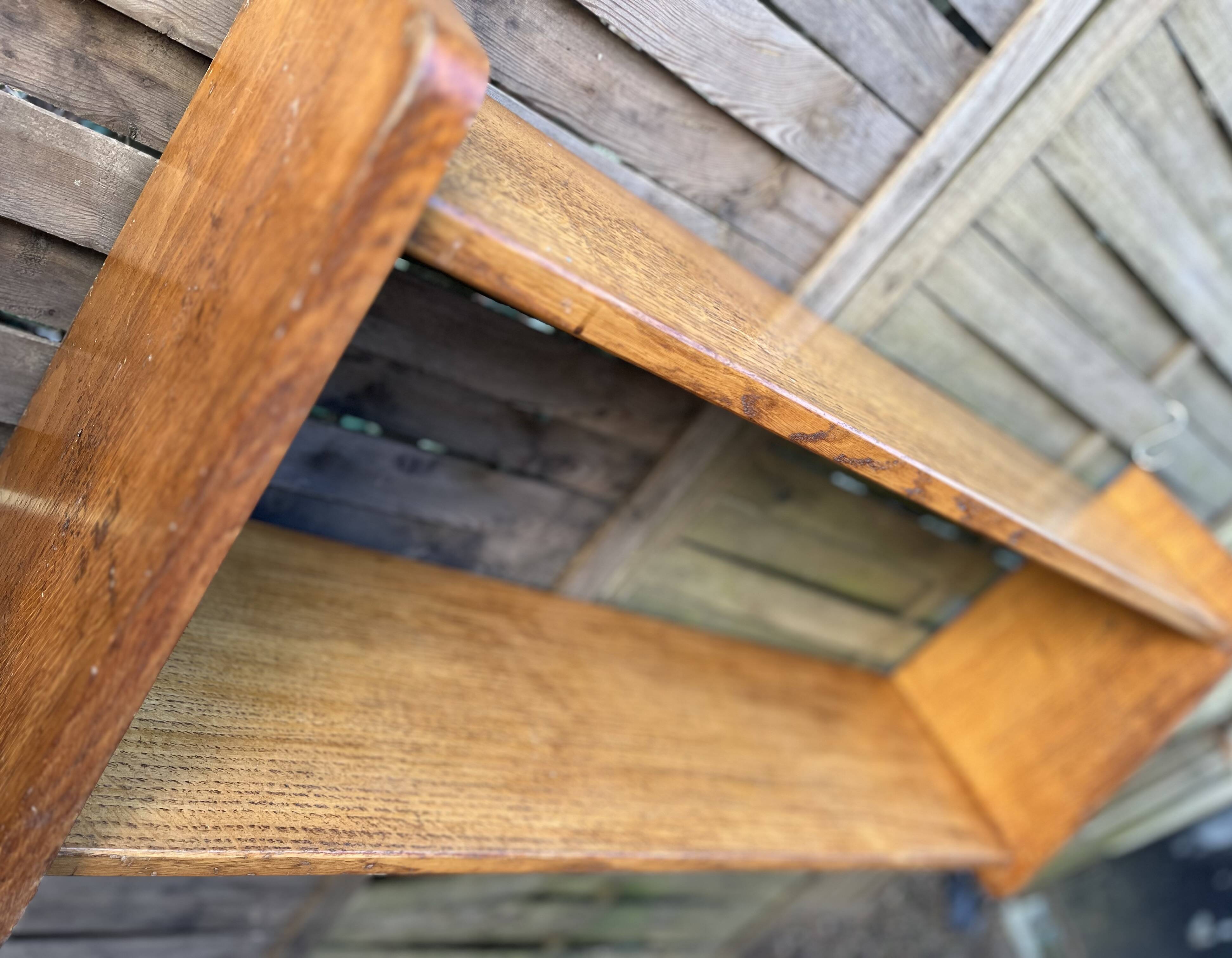 1960s solid oak wall shelf