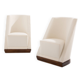 Louis Sognot paire de fauteuils modernistes noyer et alpaga 1927