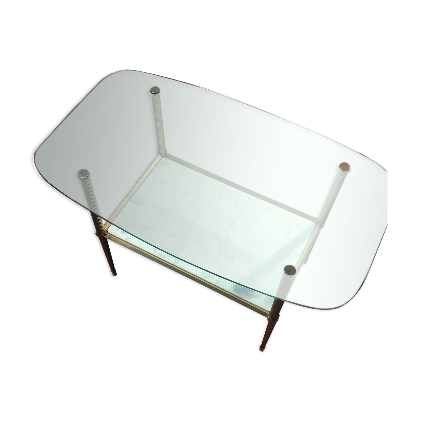 Glass, brass and marble coffee table