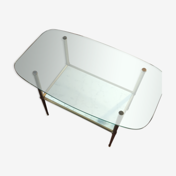 Glass, brass and marble coffee table