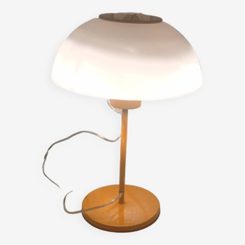 vintage orange lacquered metal mushroom lamp
