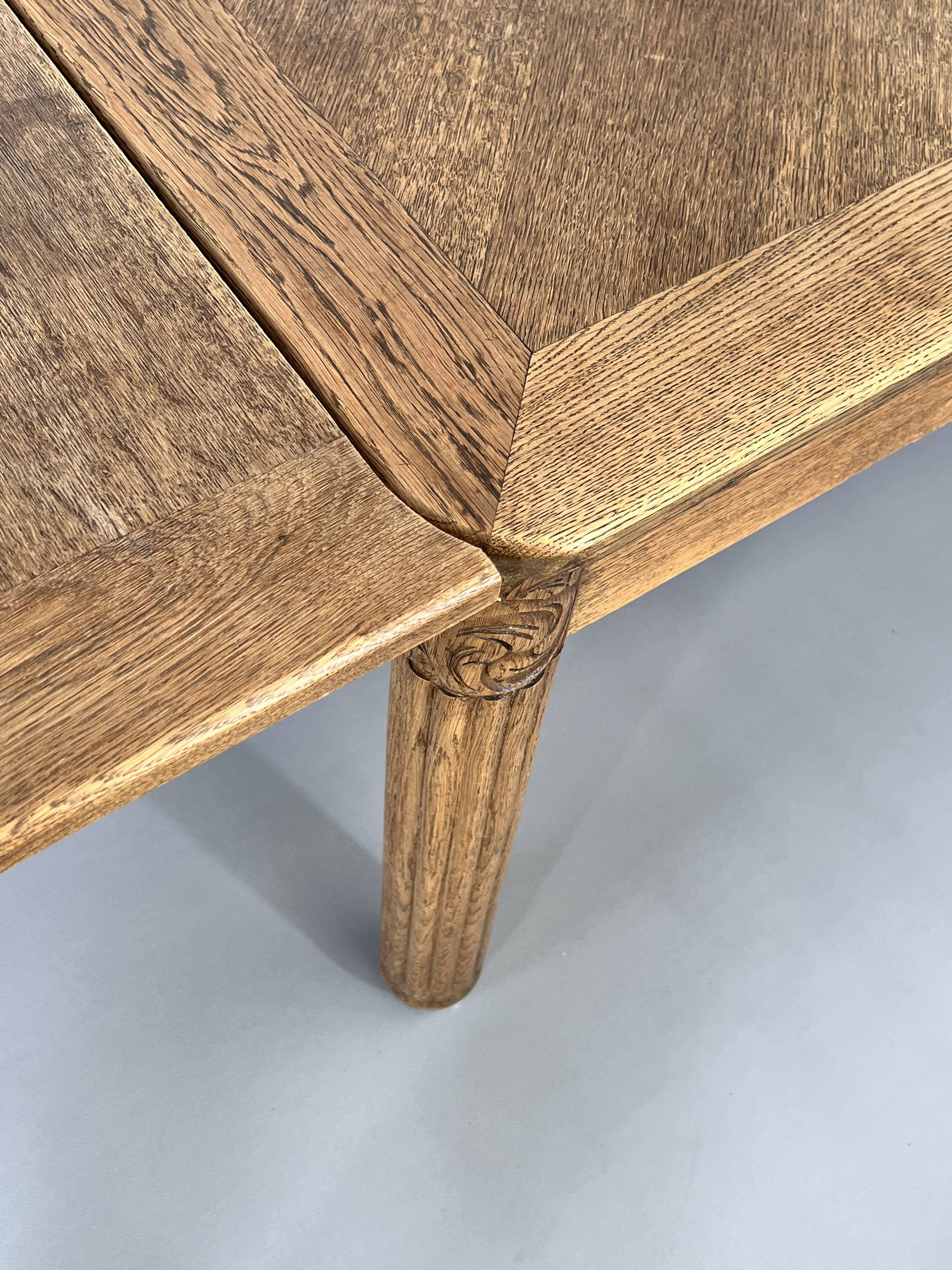 Rectangular dining table in oak and extendable early twentieth century