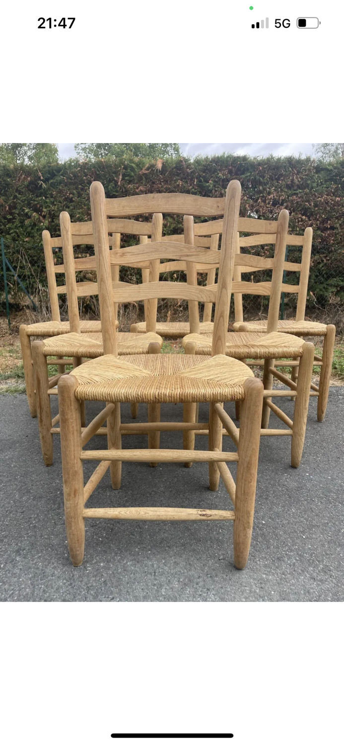 Set of 6 straw chairs