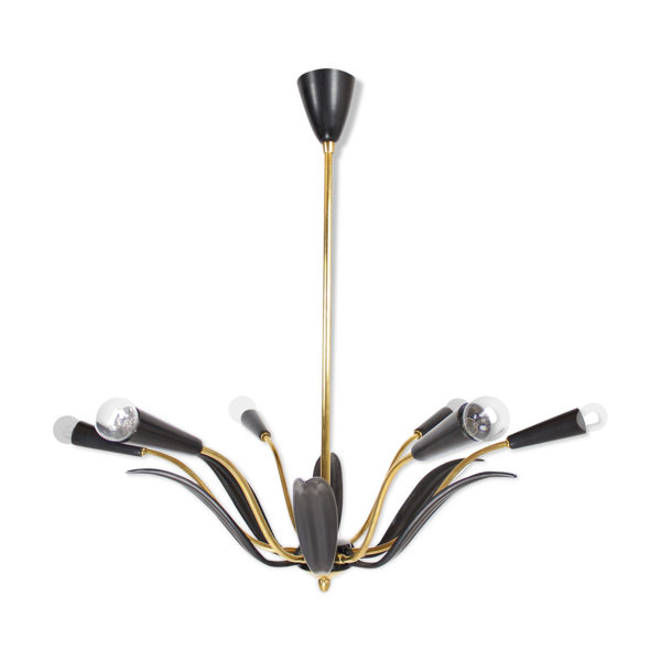 Lustre pétales de fleur en bakélite et fonte d'aluminium Spoutnik italien