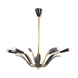 Plafonnier flower petals in Bakelite and aluminum cast, Italian sputnik