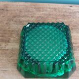 Emerald green glass ashtray, Arques crystal glassware.