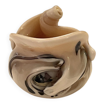 Vase en verre soufflé forme coquillage - Verrier Bob Le Bleis Maure Vieil