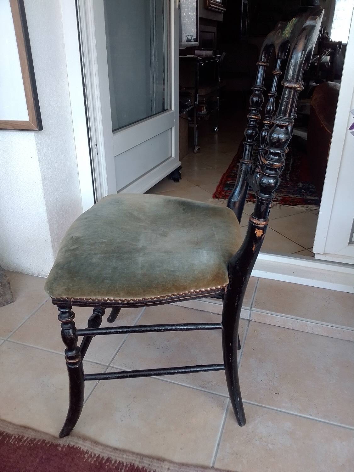 Napoleon III chair in blackened painted wood
