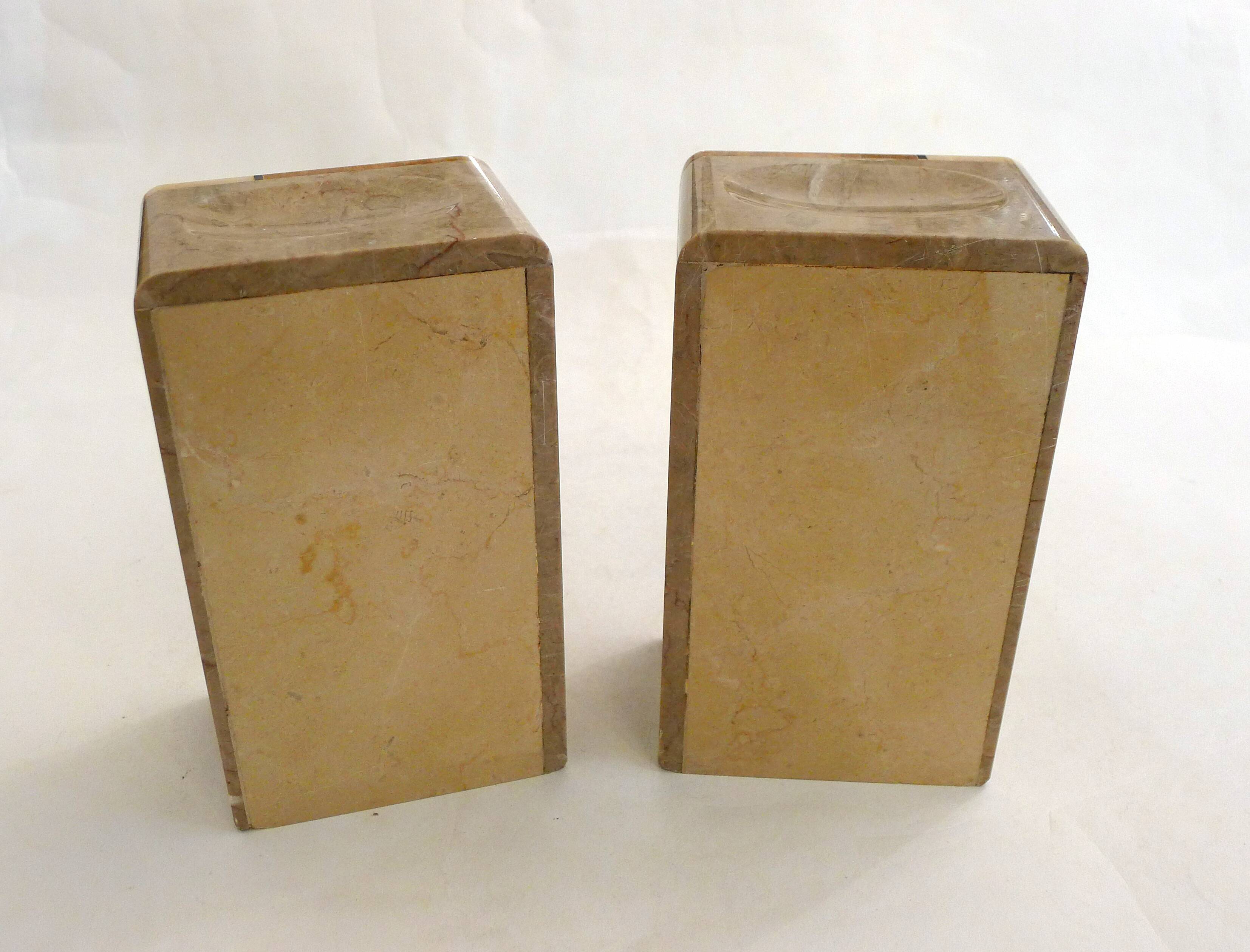 Art Deco bookends pair in marble and onyx.
