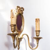 Ancienne applique en bronze avec miroir biseauté