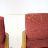 1960s pair of oak armchairs, czechoslovakia