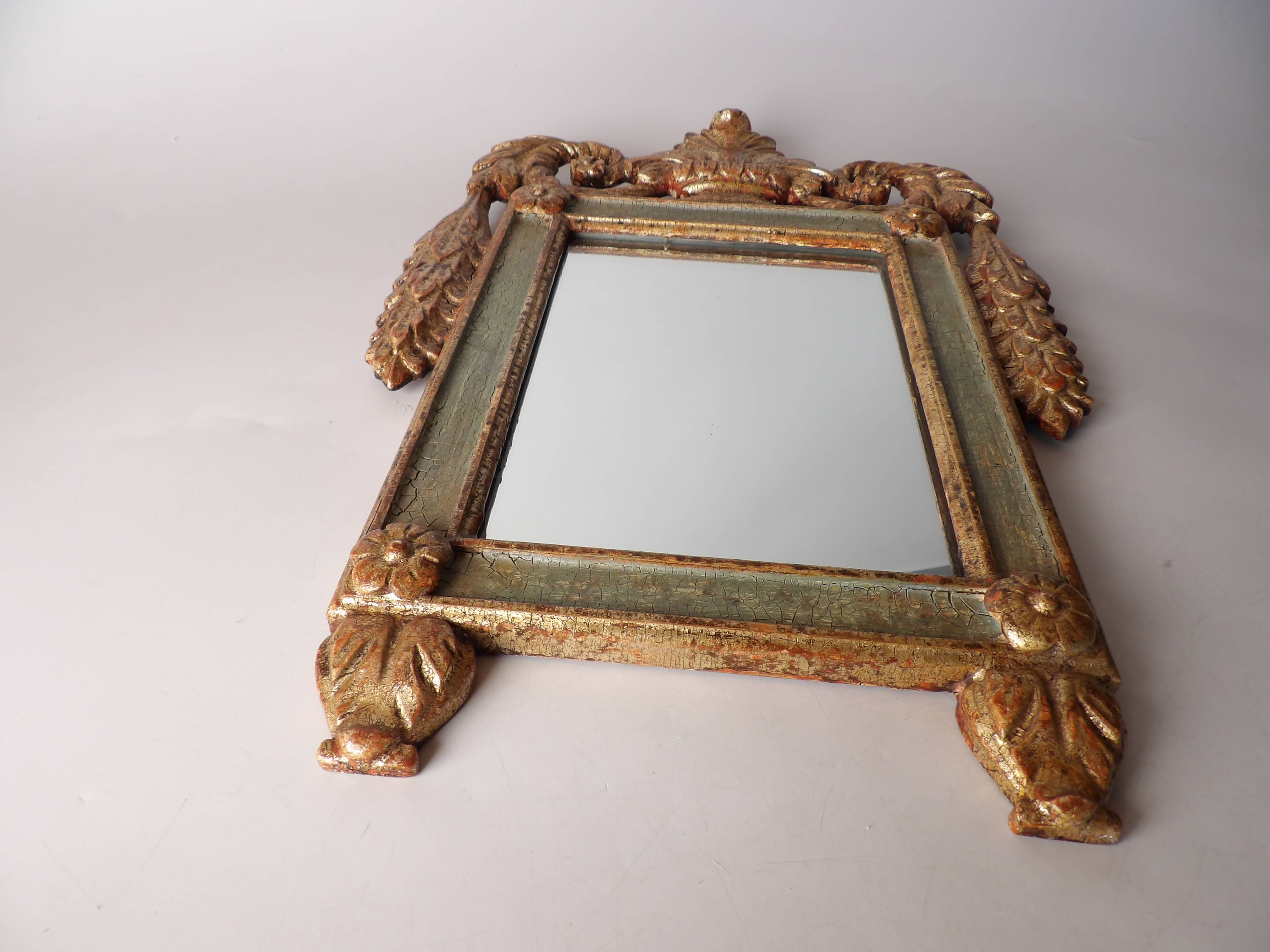 Hand carved wooden mirror