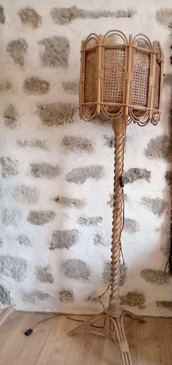 Rattan floor lamp