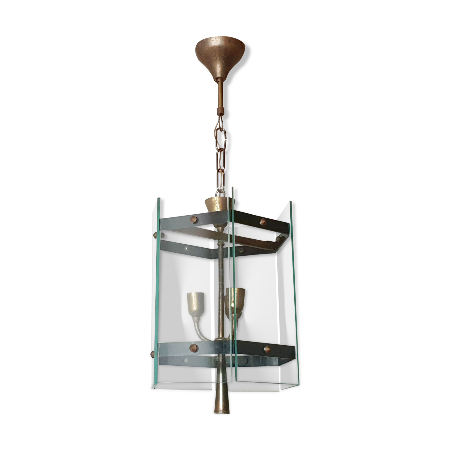 Brass lantern glass 1950