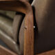 Fauteuil haut en teck et cuir marron avec dossier inclinable, style danois du milieu du siècle, années 1960