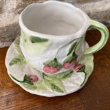 Slush cup and saucer with strawberry and leaf decoration Portugal