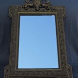 Glass or golden mirror of old fireplace 67x100cm pediment with chimeras