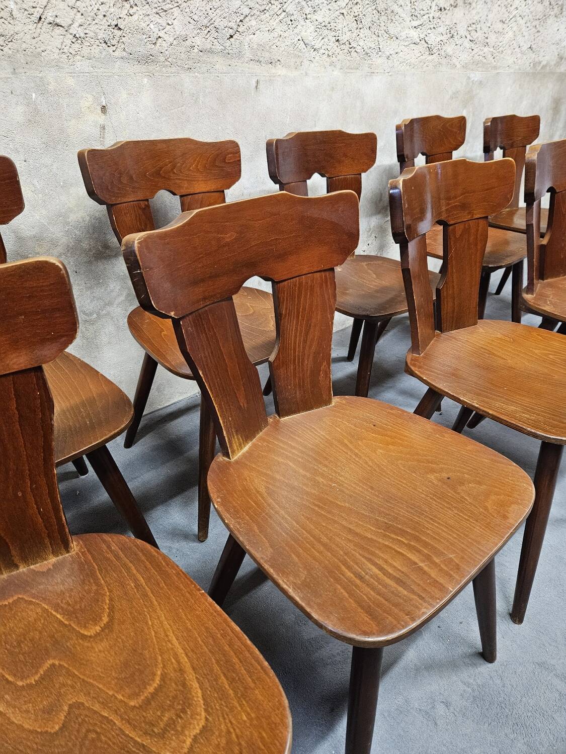 Set of 12 vintage bistro chairs 1960