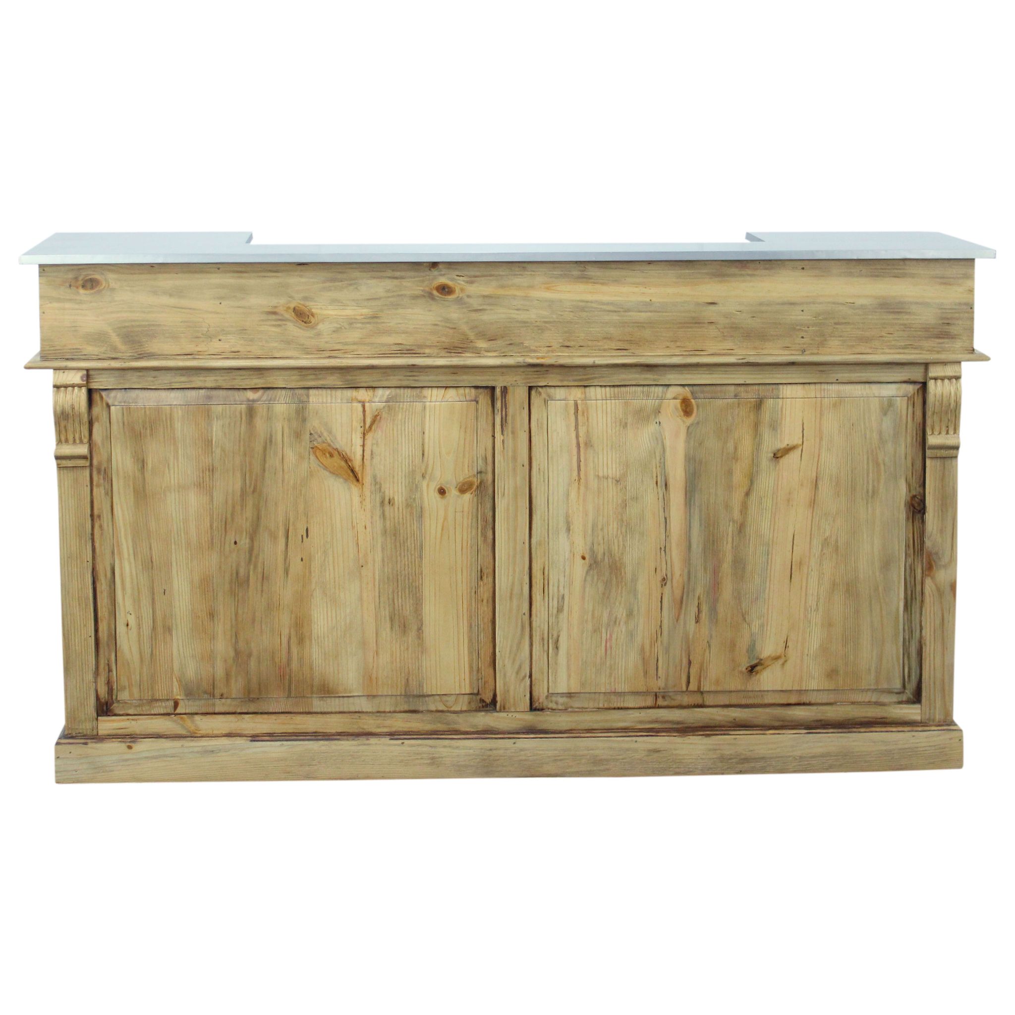 Industrial style bar counter in solid wood and metal top 180cm