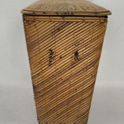 Pencil reed rattan bamboo chest or trunk, 1950s-1960s