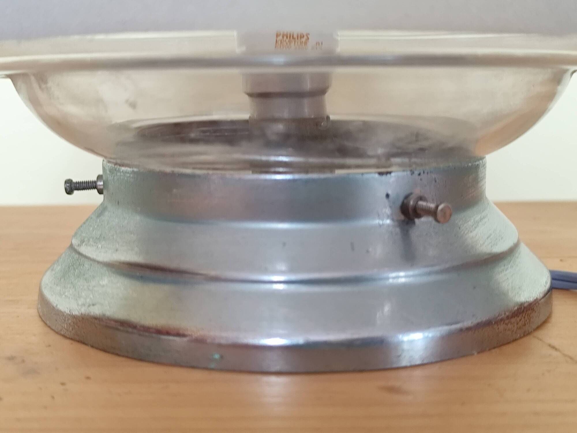 plafonnier des années 40,  globe verre granité opaque -  lampe de table