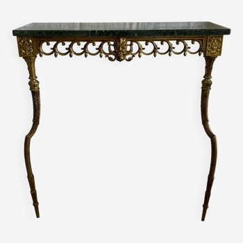 Console d'applique en bronze et marbre vert style Louis XV