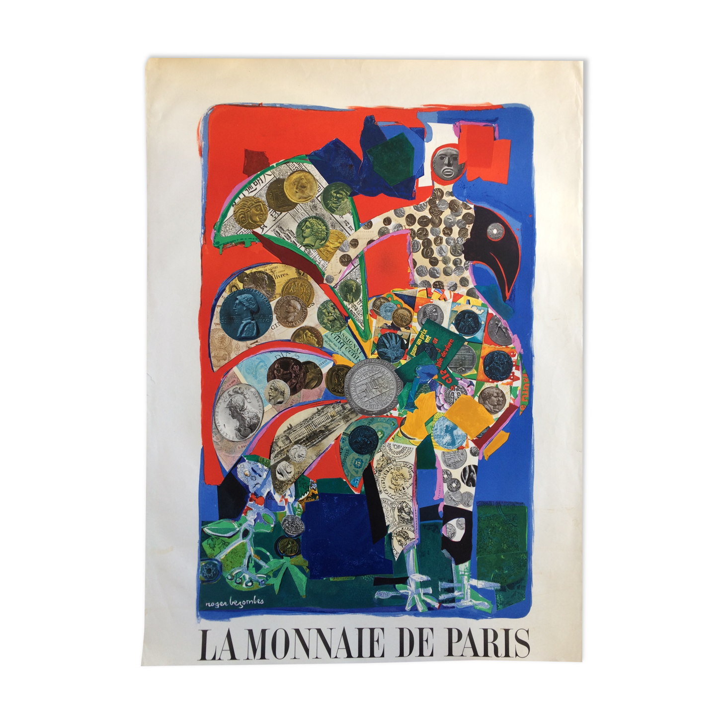 Lithographic poster by Roger Bezombes, La Monnaie de Paris, 1968-69
