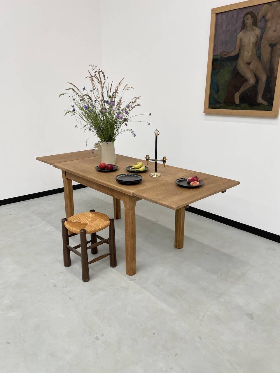 Oak farmhouse table 120cm + 200cm extensions