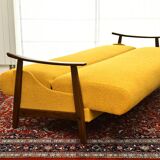 Scandinavian-style yellow boucle sofa with folding function, 1960s