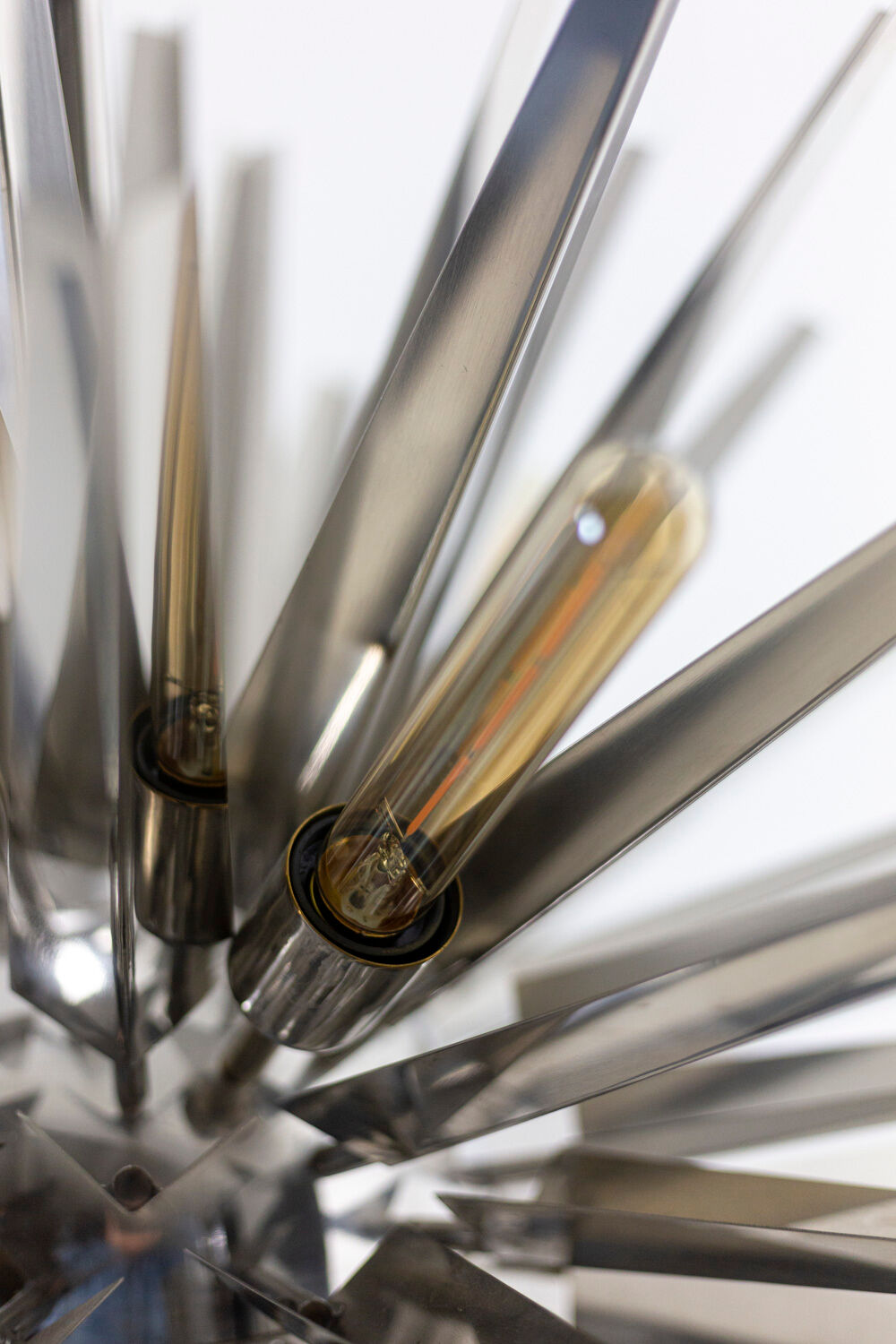 "Gregorian" chrome metal chandelier, contemporary work