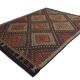 Tapis Kilim vintage fait main bordeaux et vert 7x10, 220x296 cm