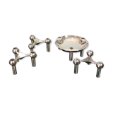 3 candle holders and 1 modular cup NAGEL 1970