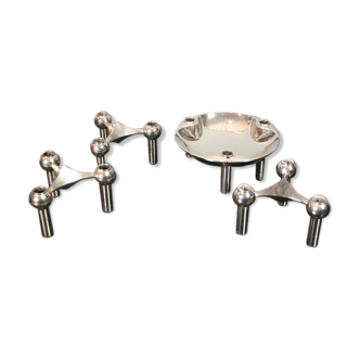 3 candle holders and 1 modular cup NAGEL 1970