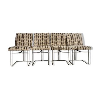 Set of 4 Saporiti Italia chrome chairs from the 1970s design Ernesto Redaelli