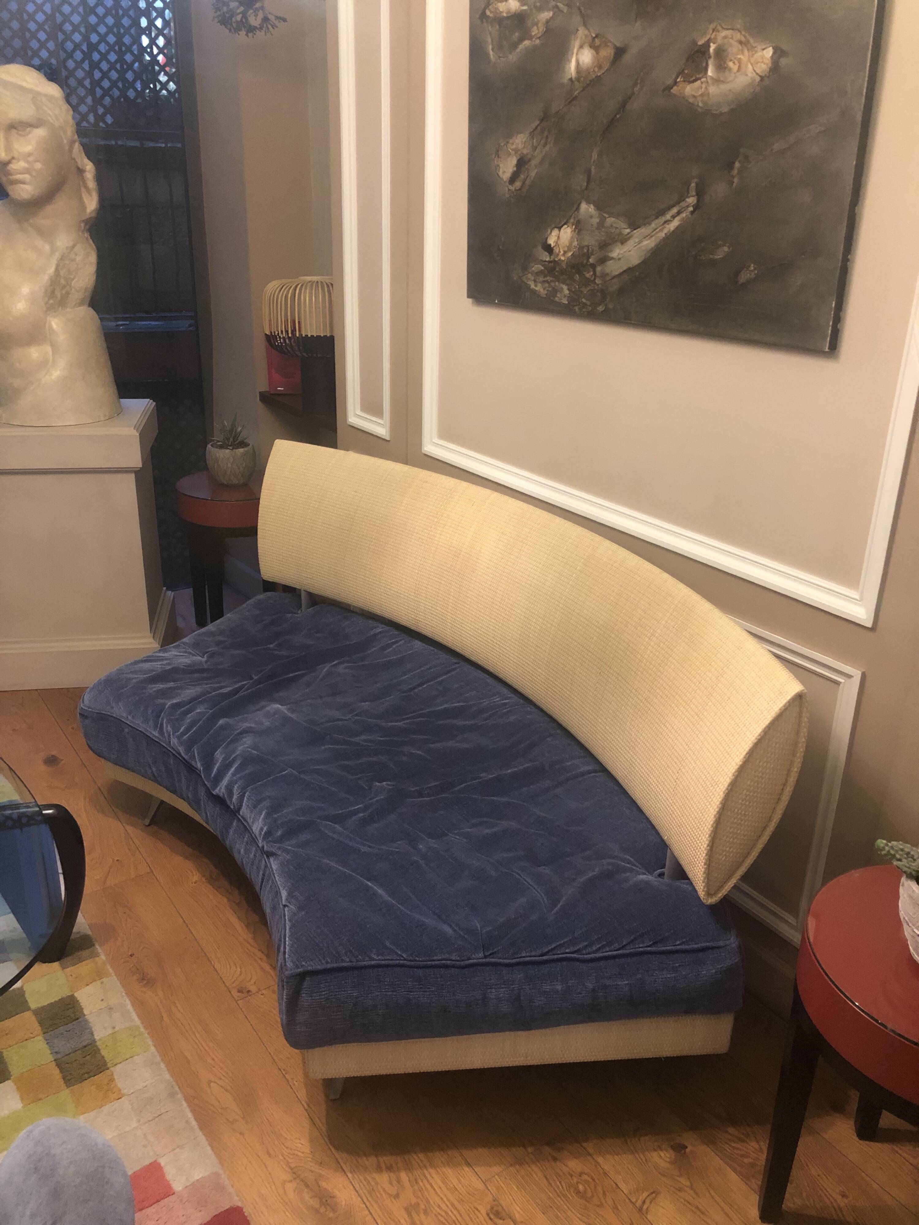 Blue velvet designer sofa