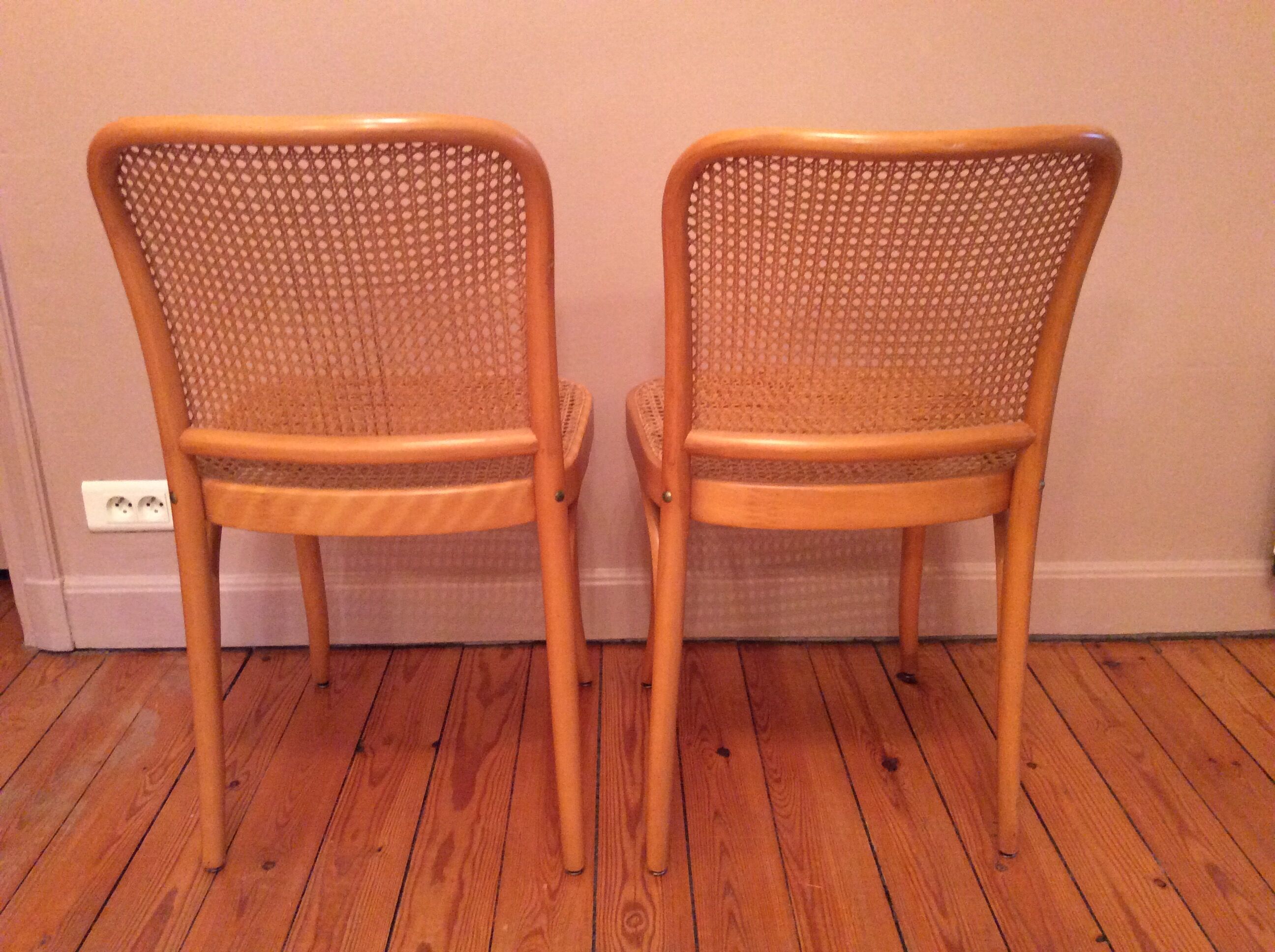 2 vintage canned chairs