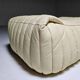 Cream leather ottoman/pouf by Annie Hieronimus for Cinna, 1970.